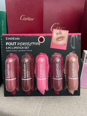 ✨bebe Pout Perfection 5-Piece Lipstick Set — Bright Pink & Neutral Pinks✨NWT